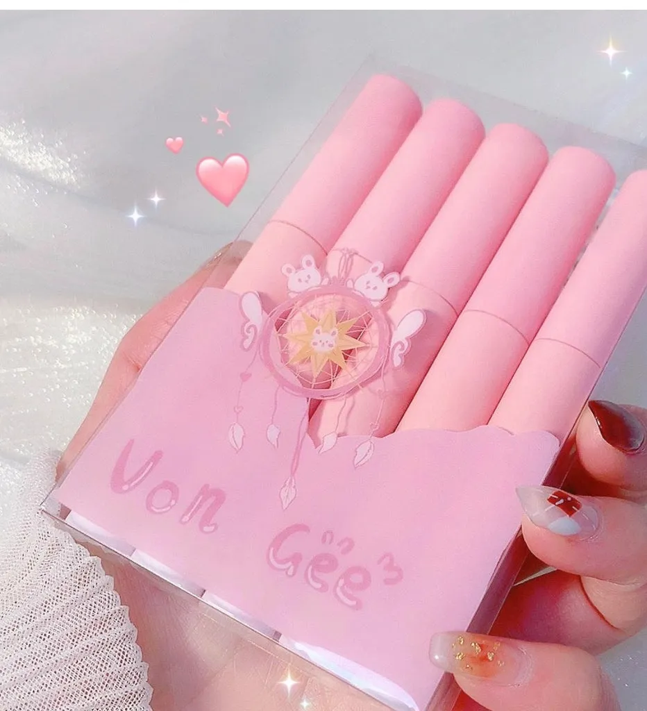 5Pcs/Set Safe Hydrating Non-Stick Lip Glaze Long Lasting Tint Colors Makeup Cosmetic for Beauty Lip Gloss Lip Color