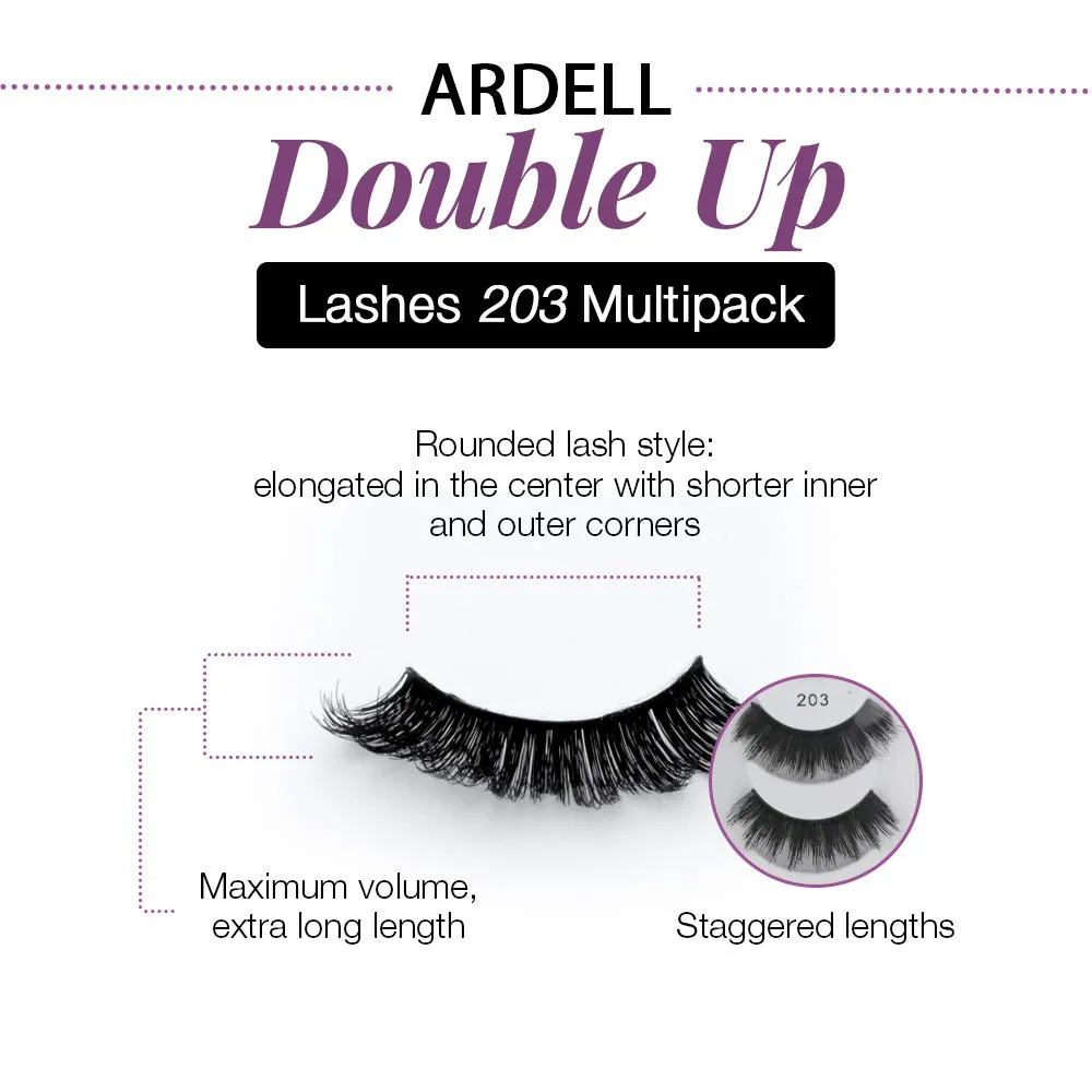 Ardell False Eyelashes 4 Pack Double Up 203, x 2 packs (4 pairs per pack)