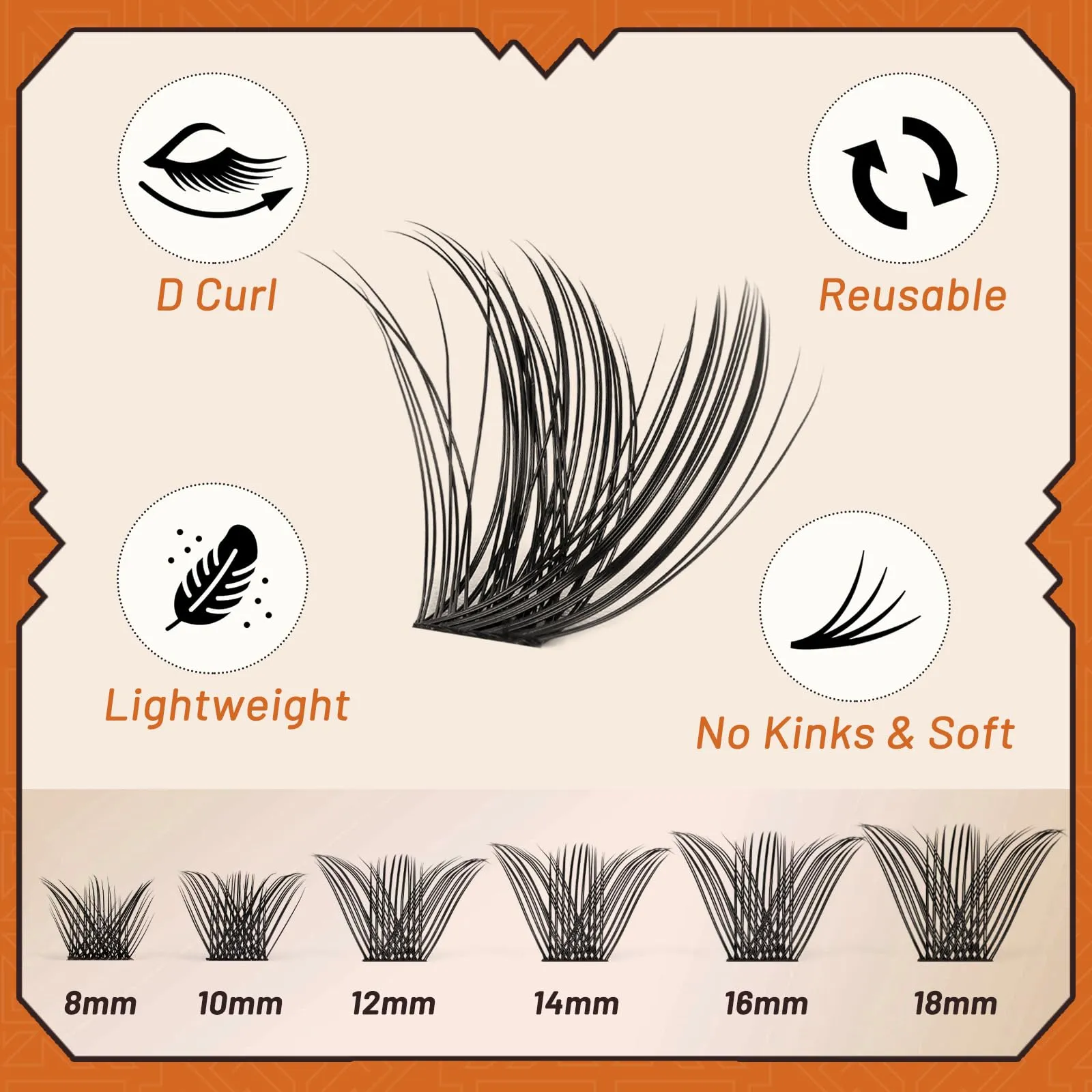 CrisLashes Individual Lashes Kit, DIY Eyelash Extension Kit 144Pcs D Curl Lash Clusters with Lash Bond And Seal, Lash Remover 5ML and Lash Tweezers For Beginners(Mix8-18mm, Iconic 4PCS Lash Kit 10)