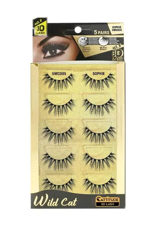 Ebin New York Wild Cat 3D Lashes 5 Pair Value Pack