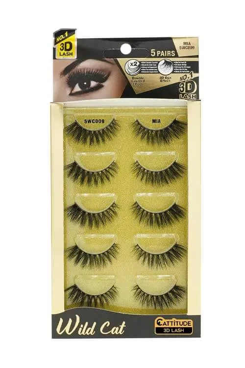 Ebin New York Wild Cat 3D Lashes 5 Pair Value Pack