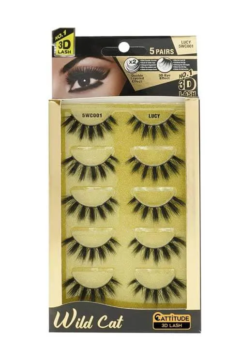 Ebin New York Wild Cat 3D Lashes 5 Pair Value Pack