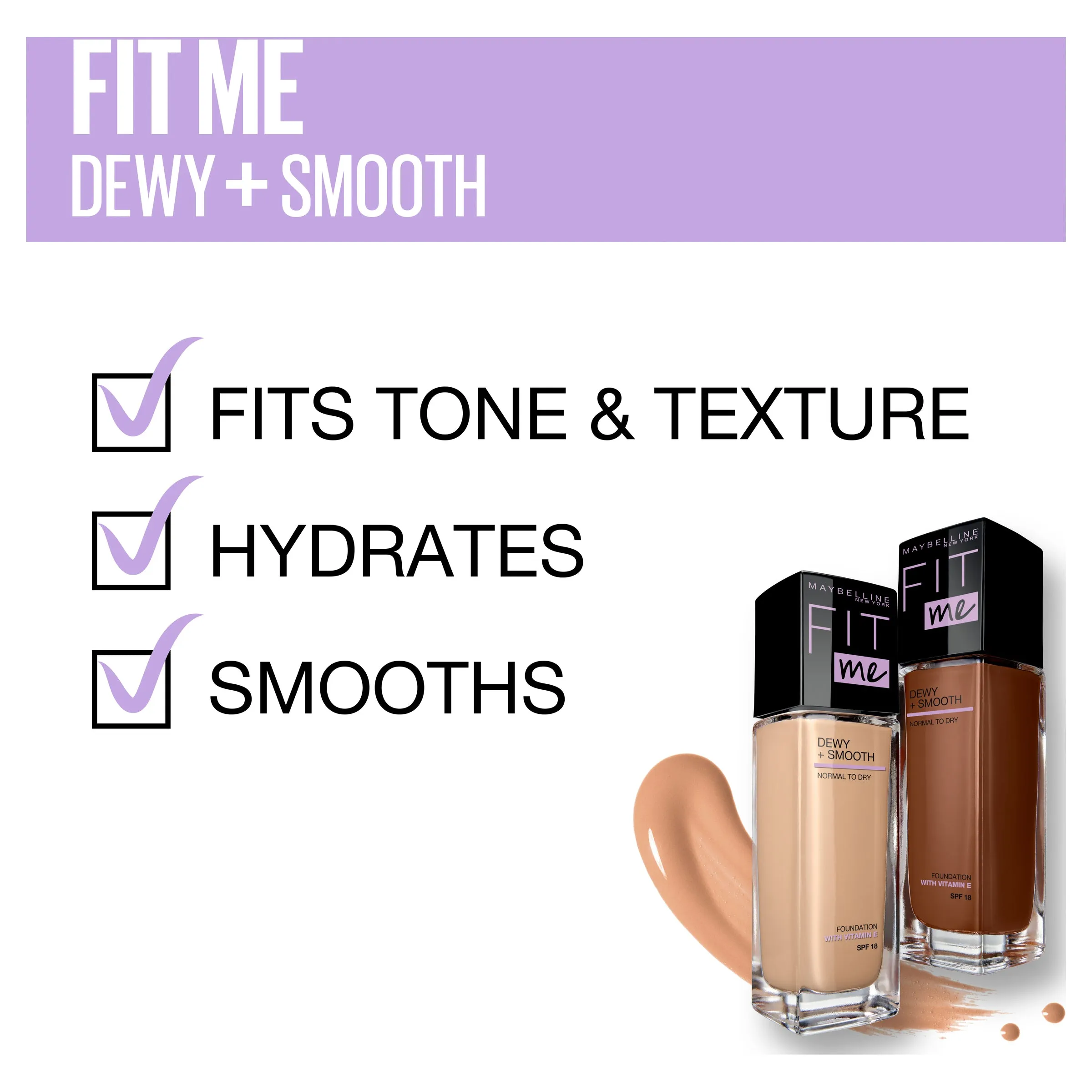 FIT ME DEWY & SMOOTH LUMINOUS LIQUID 225 MEDIUM BUFF 30ML