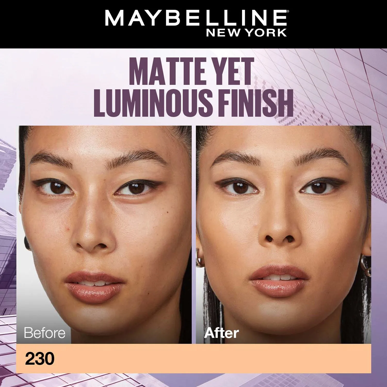 Maybelline New York Super Stay Lumi-Matte Liquid Foundation 30H Longwear yet Light-As-Air, 230, 35ml