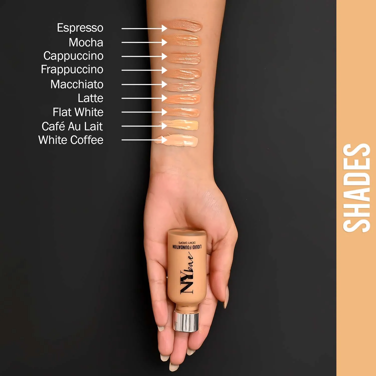 NY Bae Dewy Drops Liquid Foundation | Natural | Full Coverage | Smooth & Light | Easily Blendable | Wheatish Skin Tone | Warm Undertone - Macchiato 3 (30 ml)