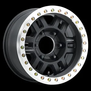 Vision Off-Road 398 Manx Bead Lock 17X8.5 5X139.7 -15mm Matte Black Machined Lip