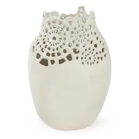 White Ceramic Doily Vase (A D)