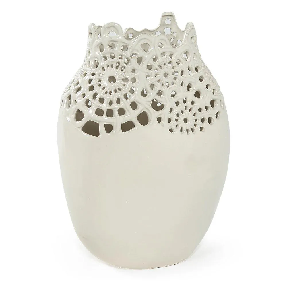 White Ceramic Doily Vase (A D)