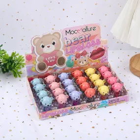 Wholesale 24pcs Cute Bear Key Pendant Sequin Color Changing Lip Glaze