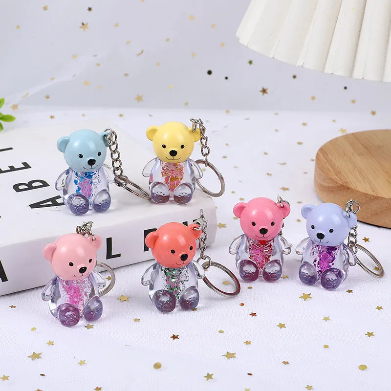 Wholesale 24pcs Cute Bear Key Pendant Sequin Color Changing Lip Glaze
