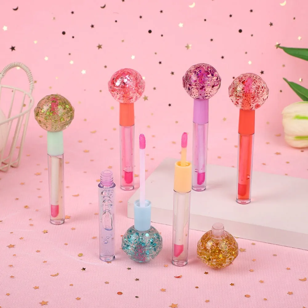 Wholesale 24pcs Lollipop Lip Gloss Dual Use 2 in 1 Color Changing Glitter Lip Glaze