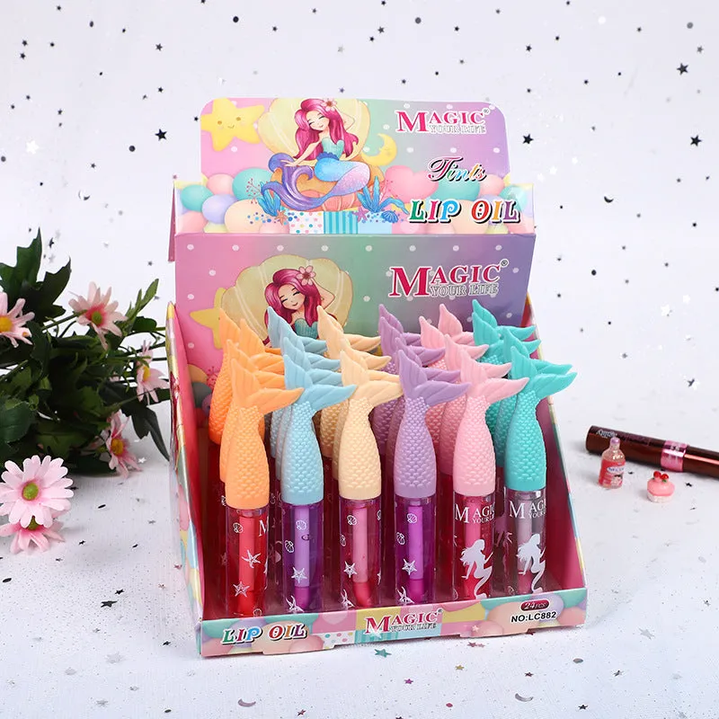 Wholesale 24PCS/PACK Plastic Mermaid Color Changing Lip Glaze